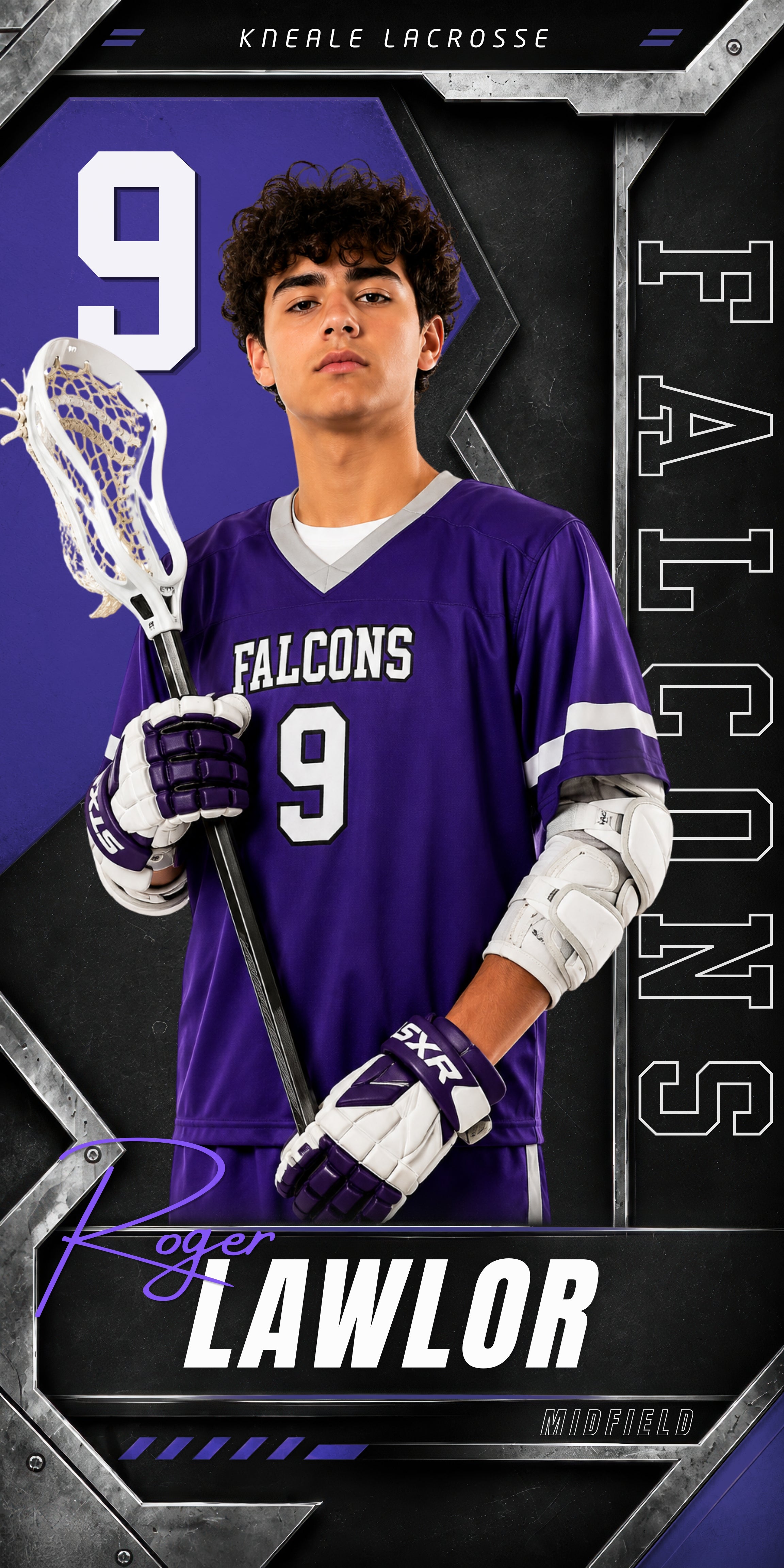 Metallic Lacrosse Banner Template | Editable in Canva | 1:2