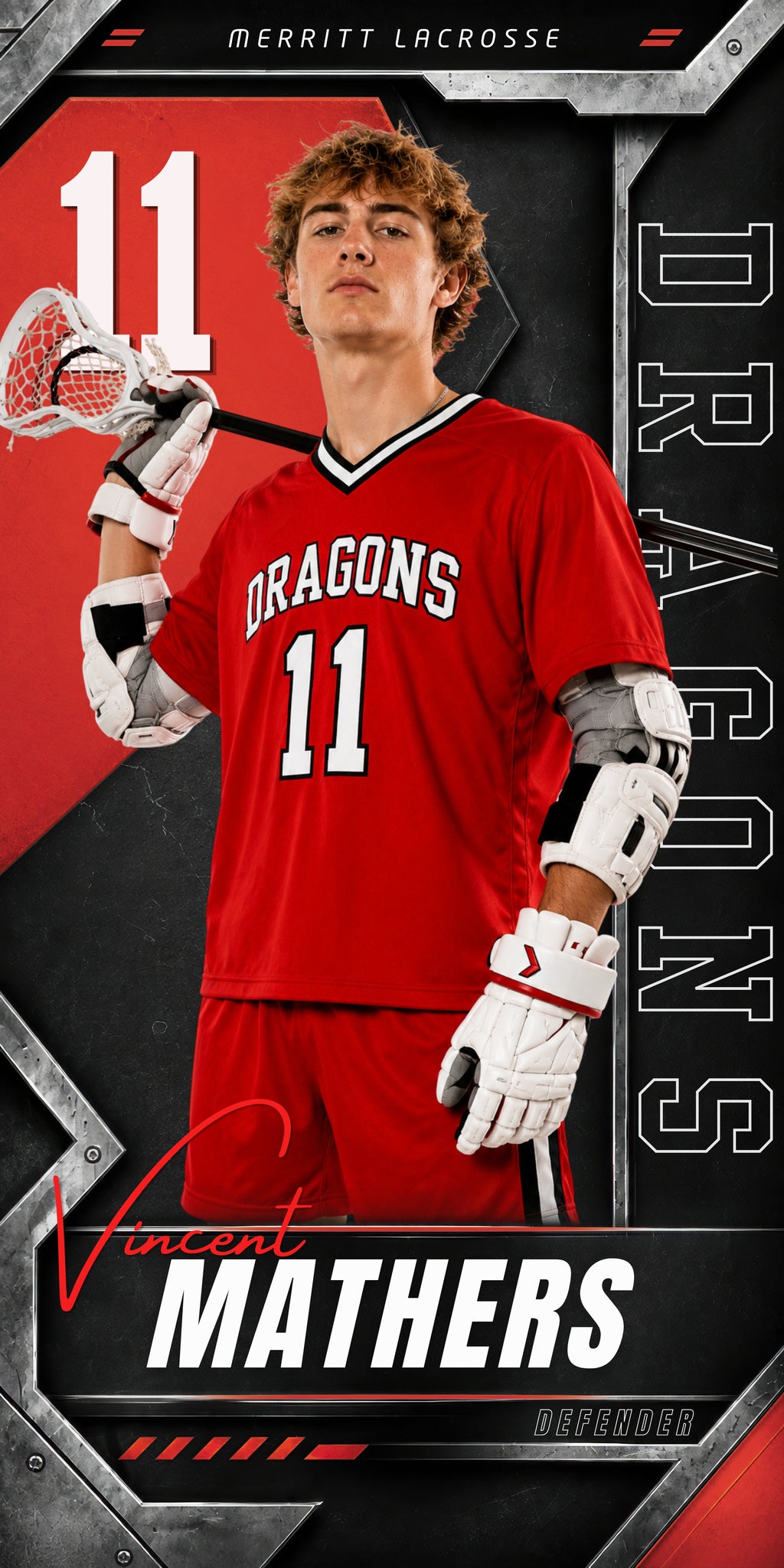 Metallic Lacrosse Banner Template | Editable in Canva | 1:2