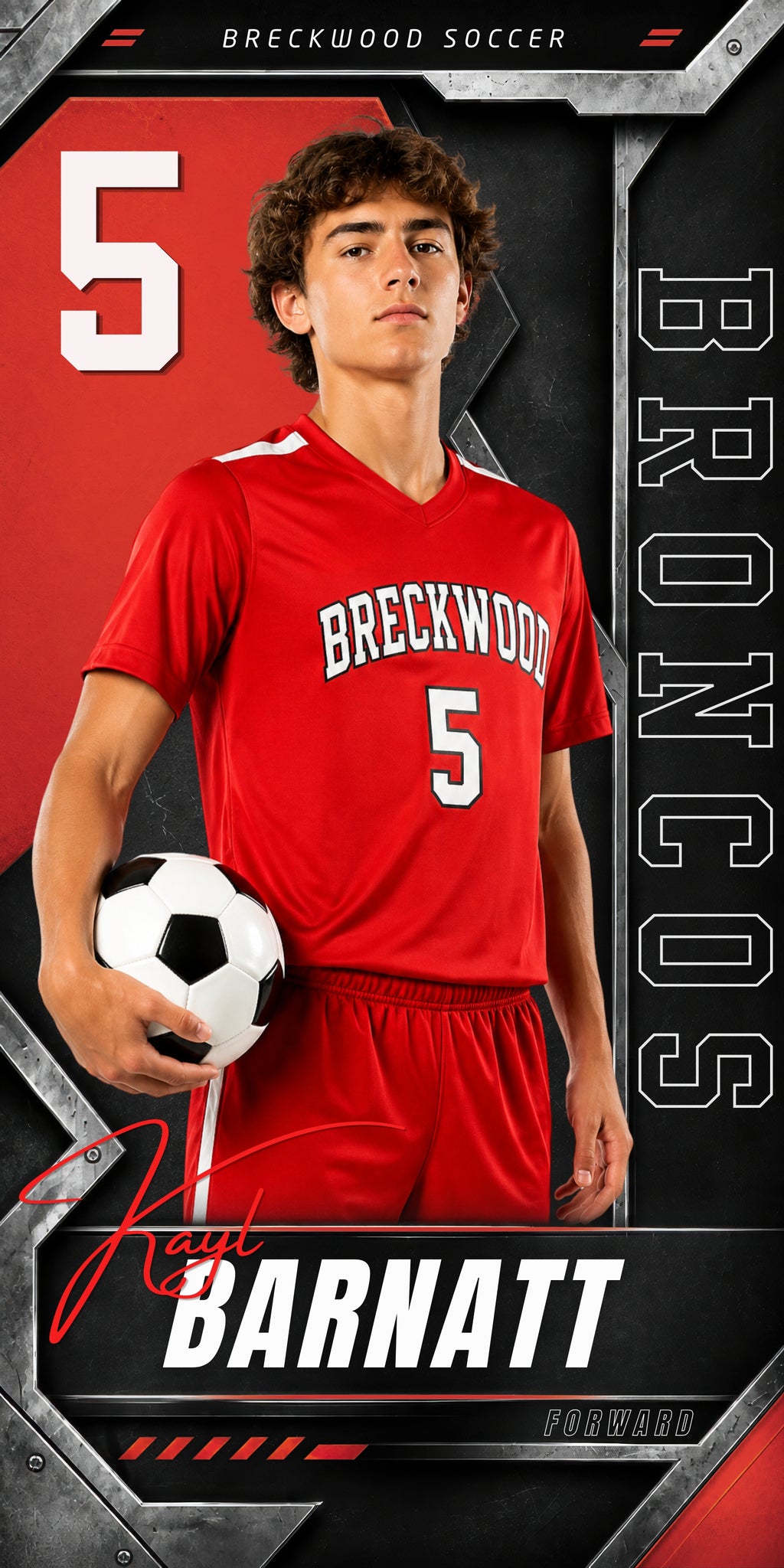 Metallic Soccer Banner Template | Editable in Canva | 1:2