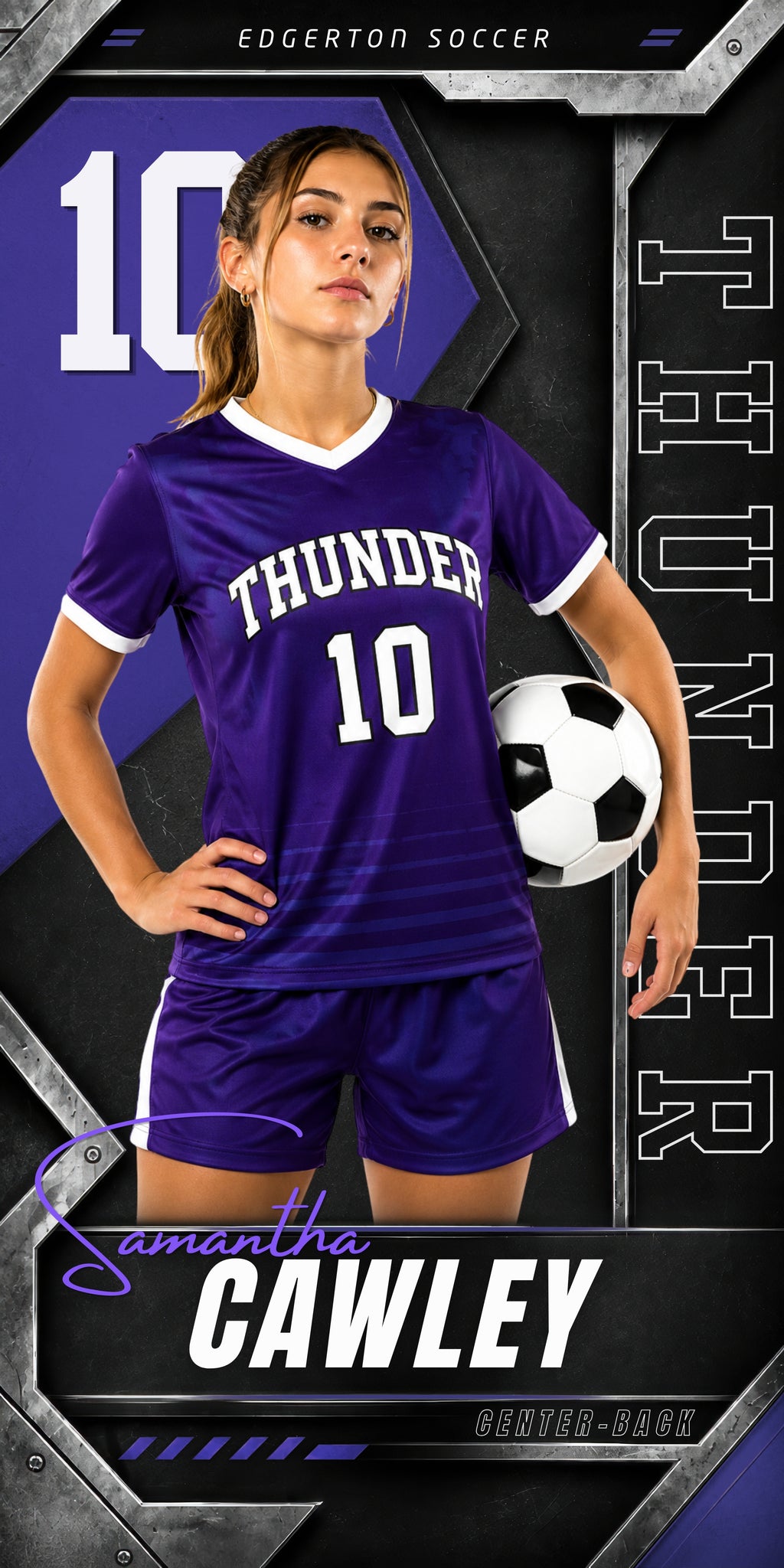 Metallic Soccer Banner Template | Editable in Canva | 1:2