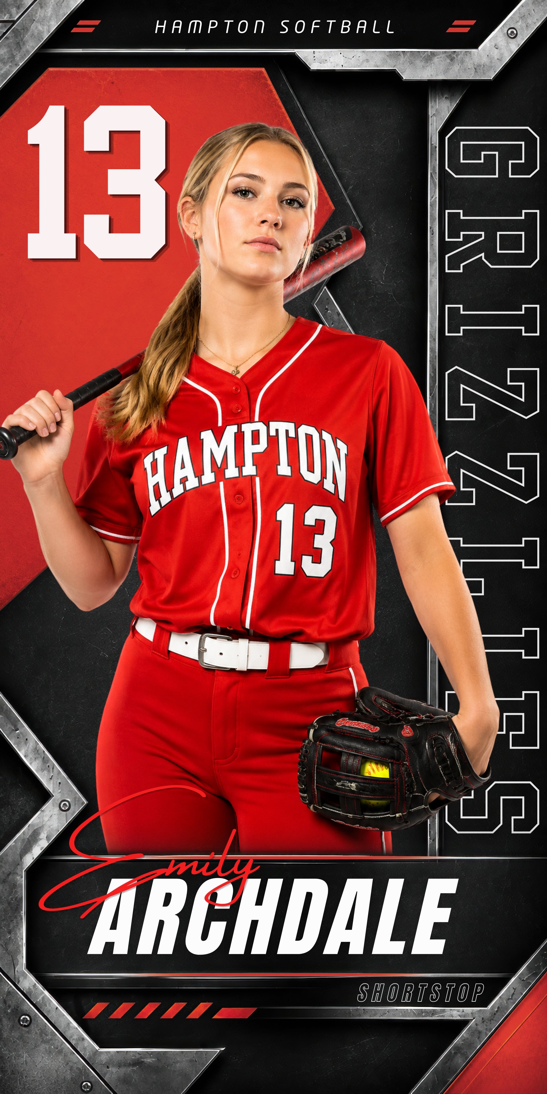 Metallic Softball Banner Template | Editable in Canva | 1:2