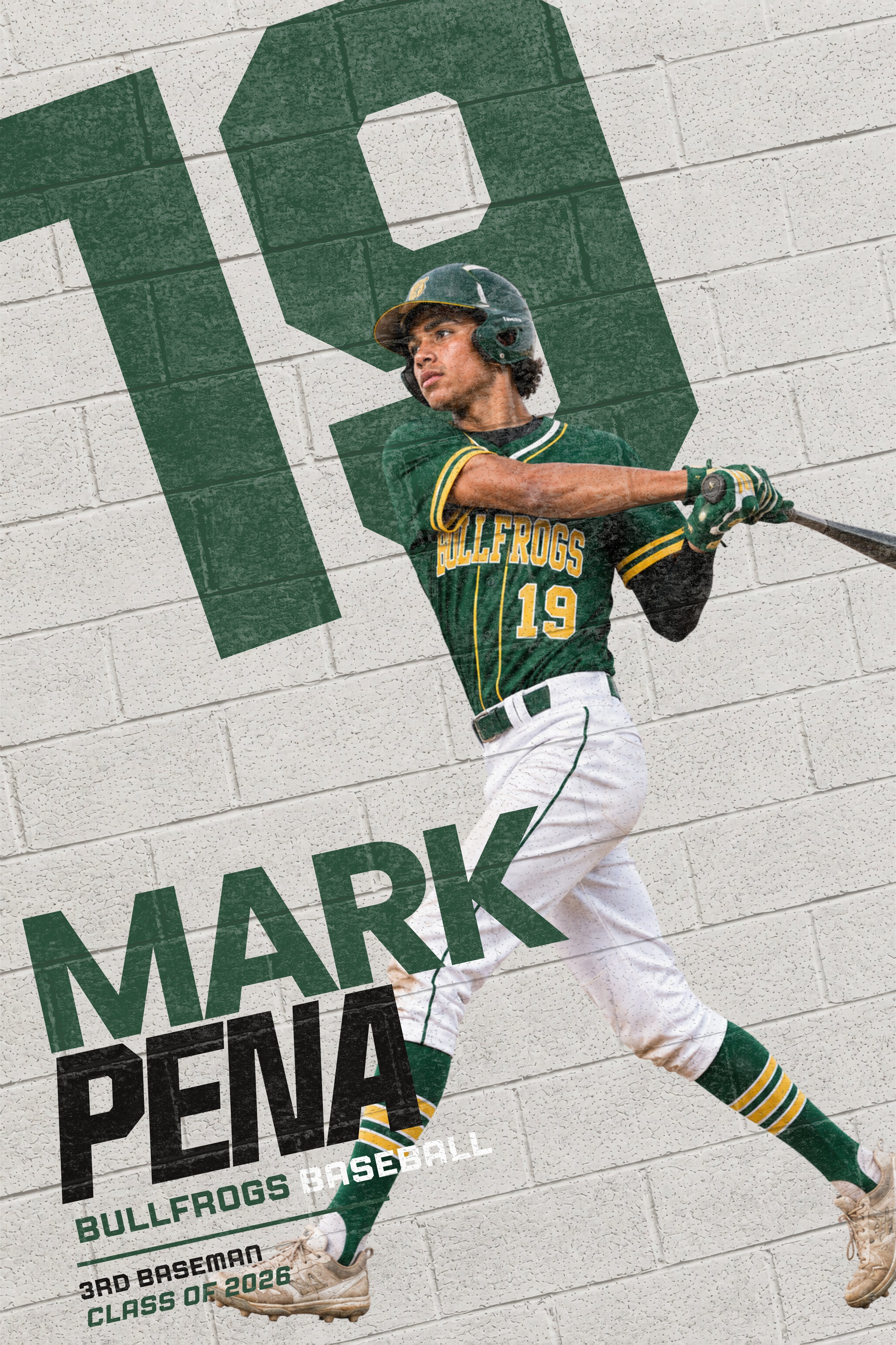 Baseball Poster Canva Template | Painted Brick Wall Design | 2:3