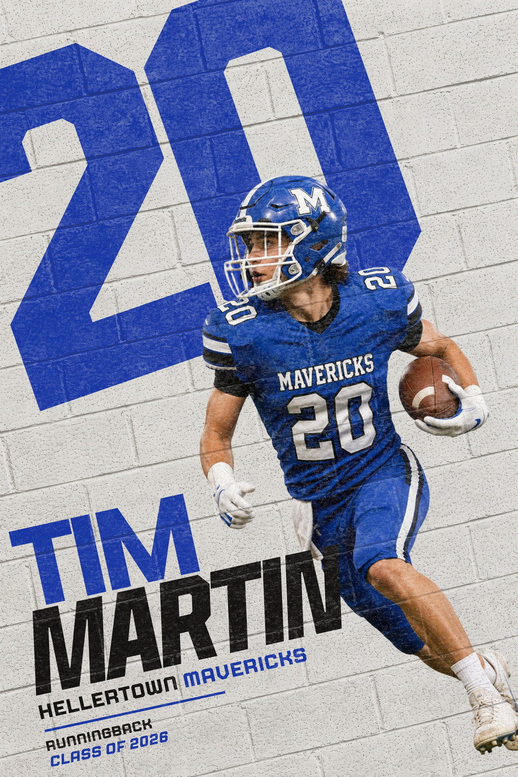 Football Poster Canva Template | Painted Brick Wall Design | 2:3