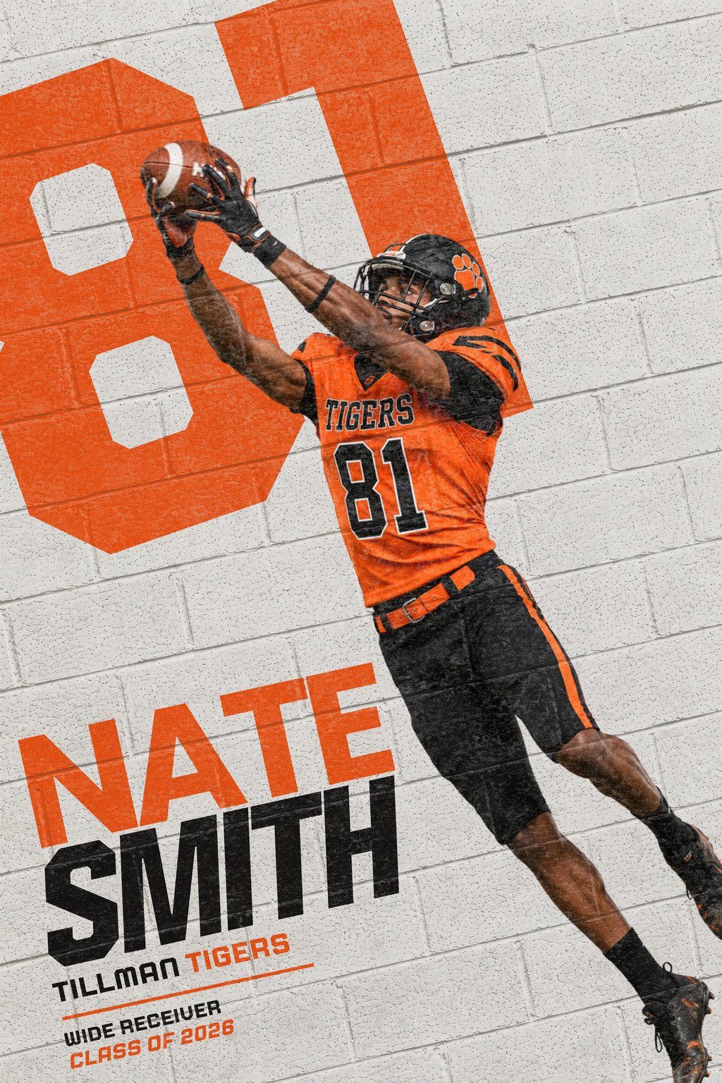 Football Poster Canva Template | Painted Brick Wall Design | 2:3