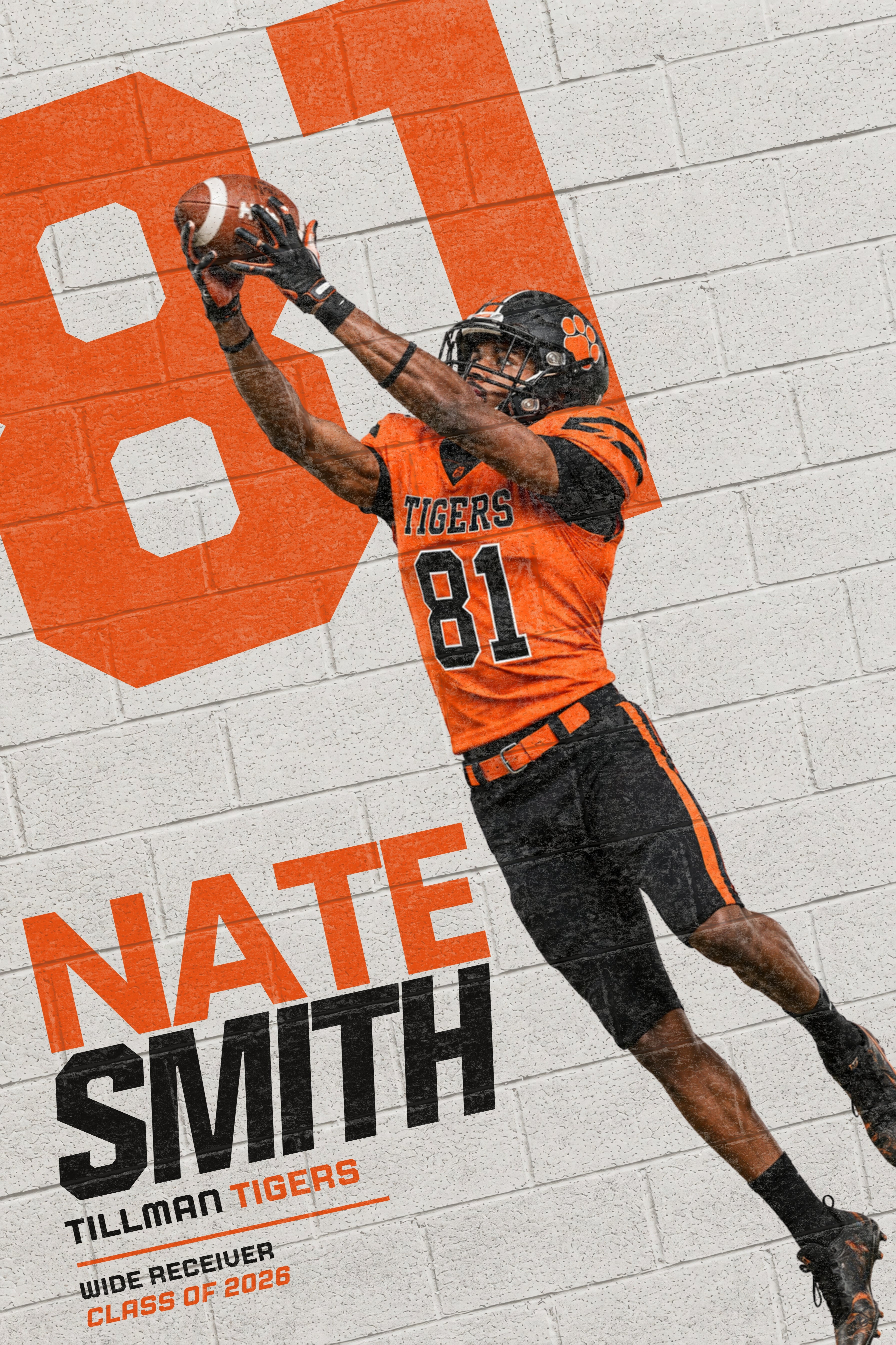 Football Poster Canva Template | Painted Brick Wall Design | 2:3