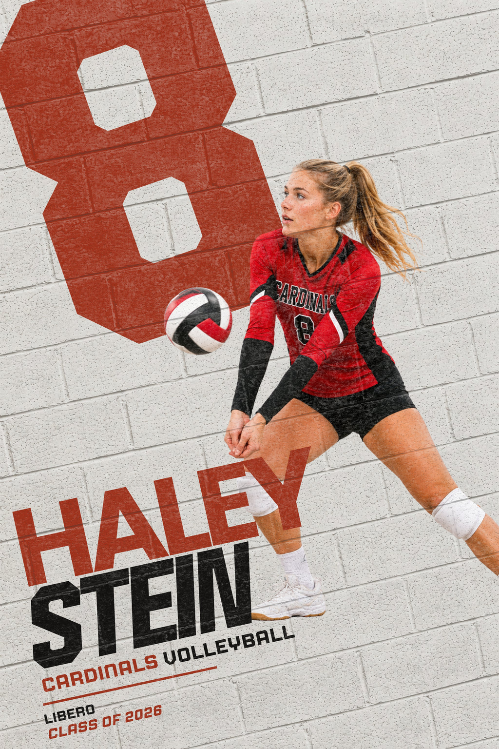 Volleyball Poster Canva Template | Painted Brick Wall Design | 2:3
