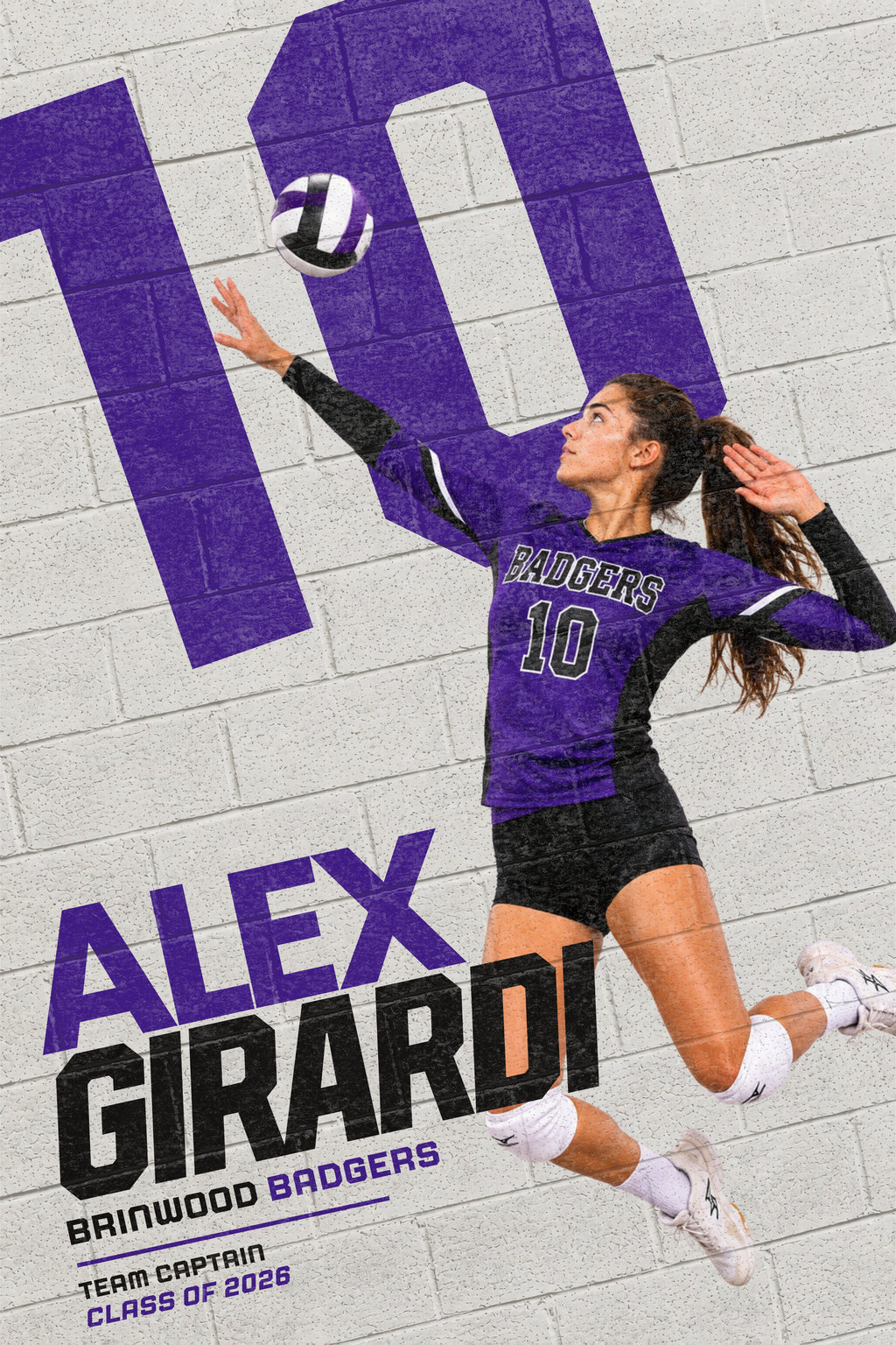 Volleyball Poster Canva Template | Painted Brick Wall Design | 2:3