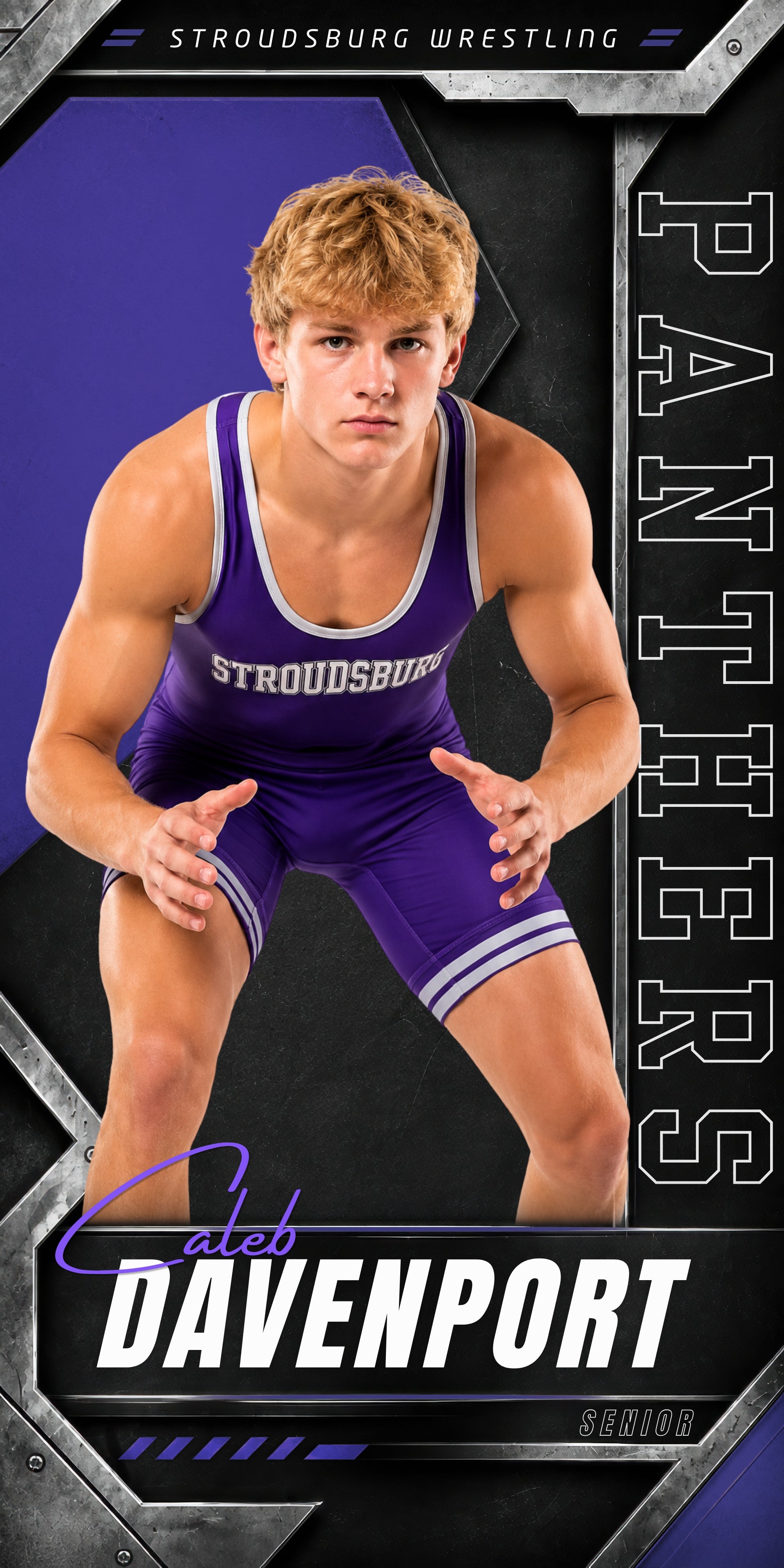 Metallic Wrestling Banner Template | Editable in Canva | 1:2