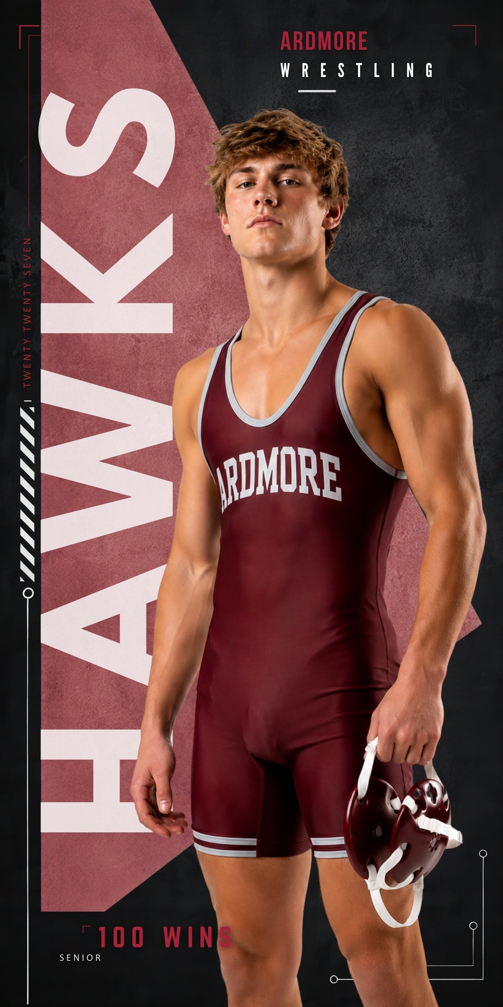 Geometric Wrestling Banner Template | Editable in Canva | 1:2