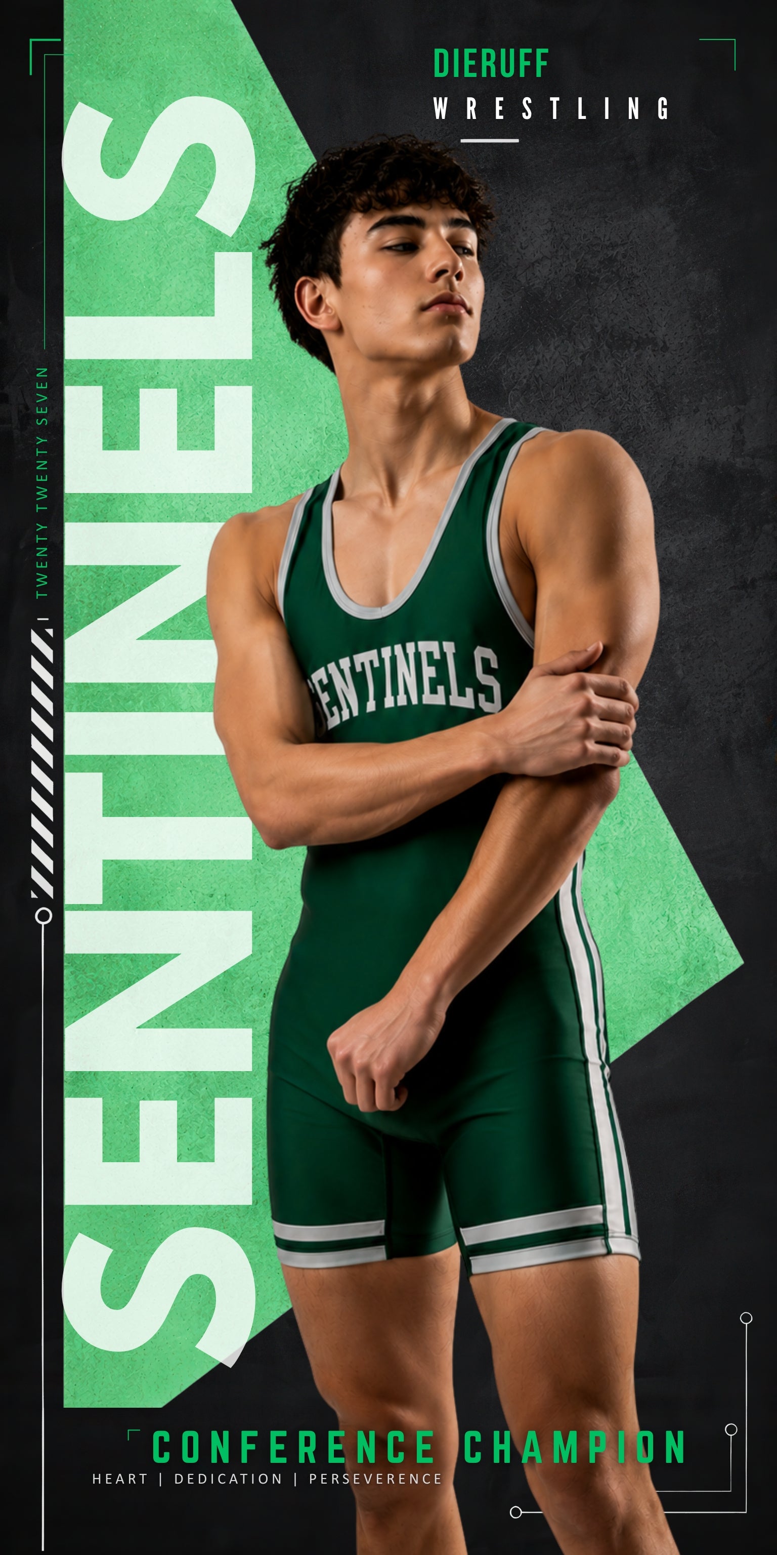 Geometric Wrestling Banner Template | Editable in Canva | 1:2