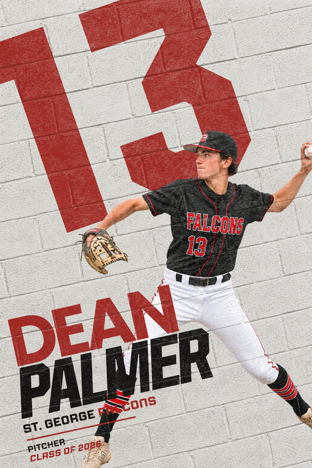 Baseball Poster Canva Template | Painted Brick Wall Design | 2:3