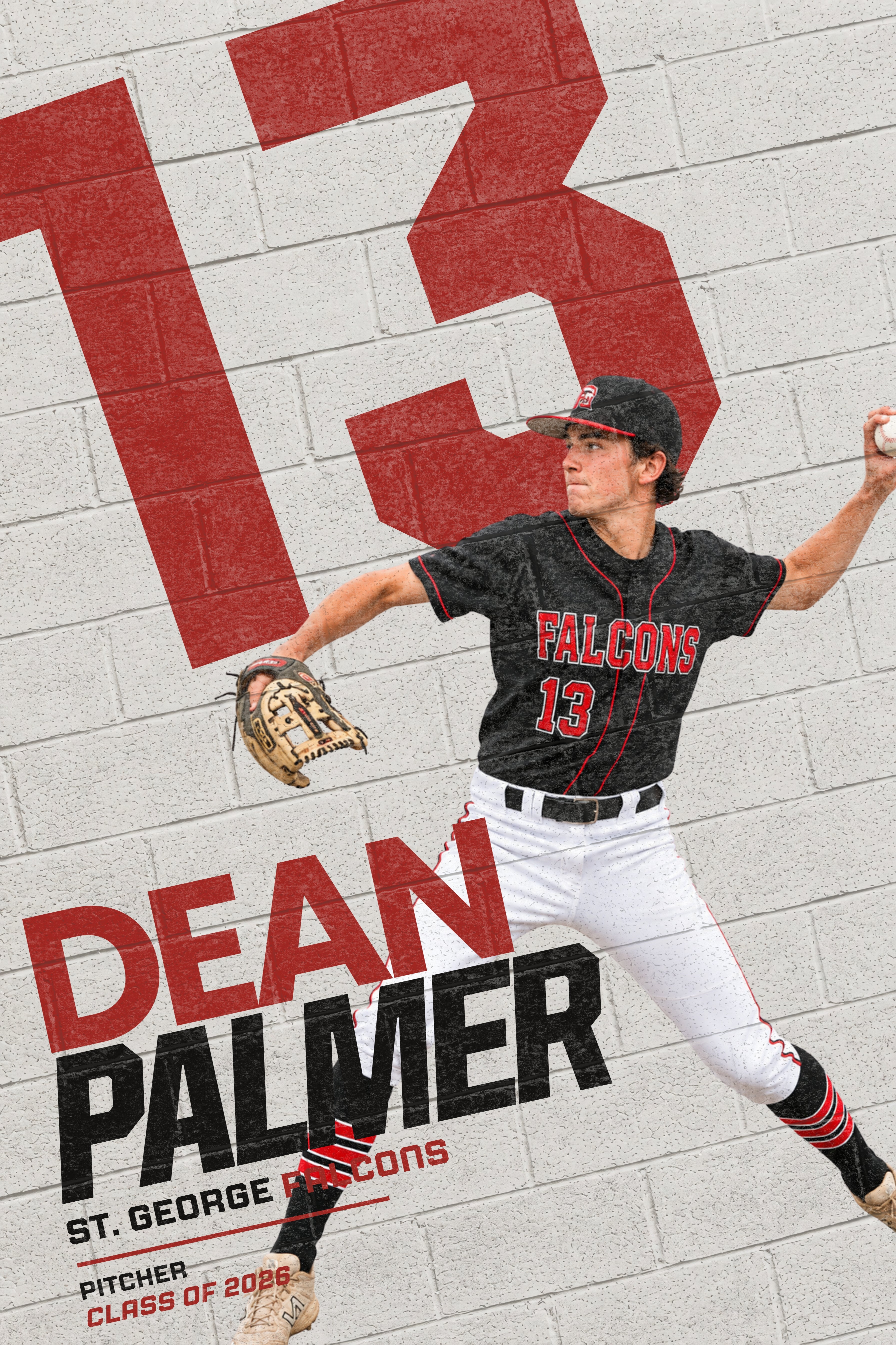 Baseball Poster Canva Template | Painted Brick Wall Design | 2:3