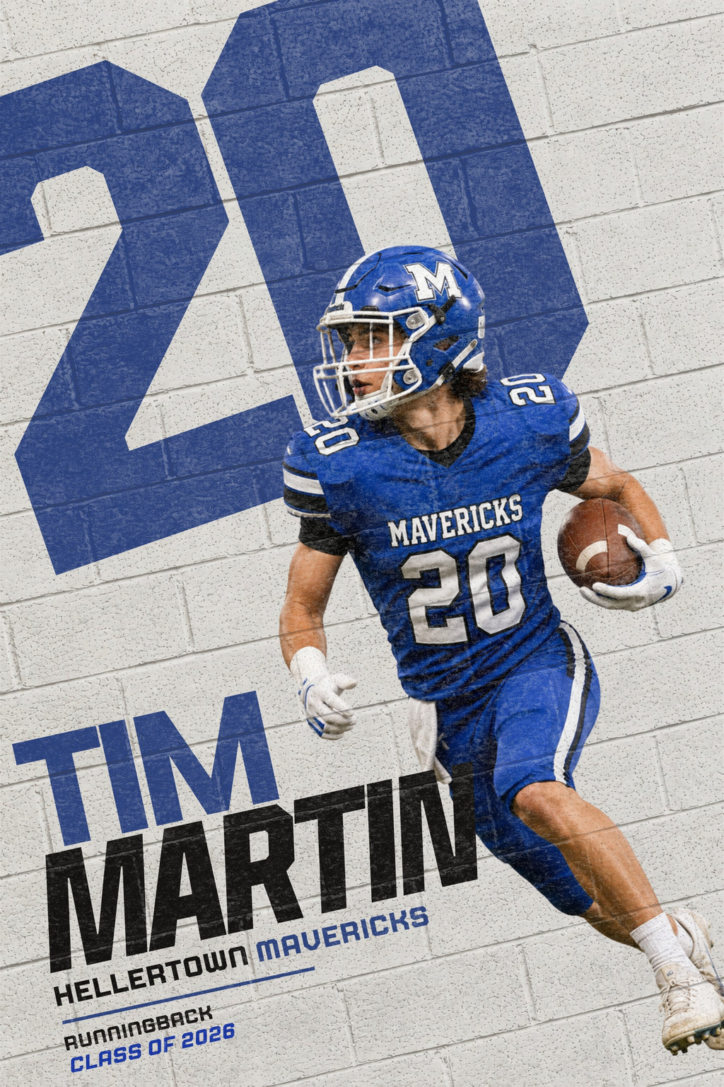 Football Poster Canva Template | Painted Brick Wall Design | 2:3
