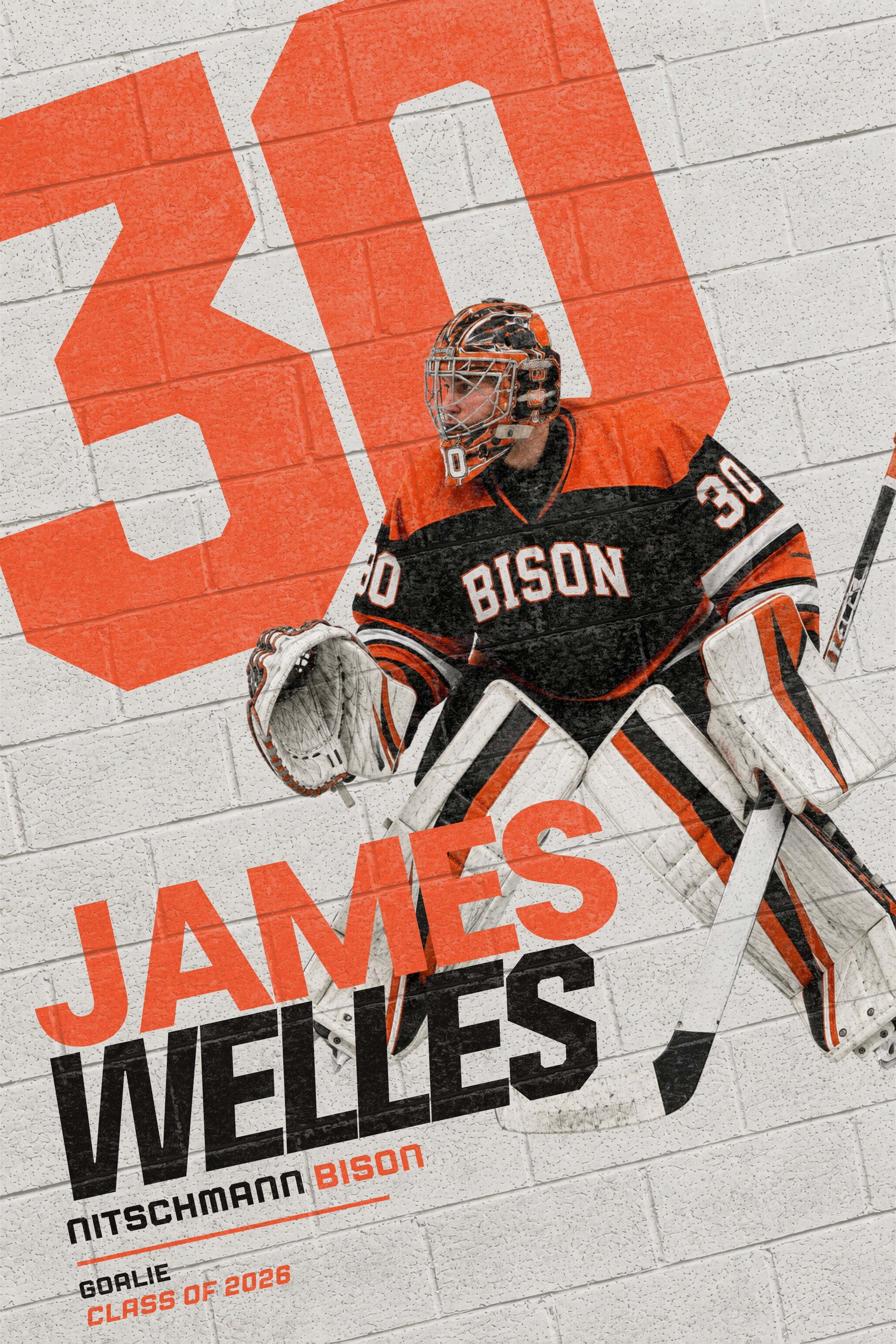 Hockey Poster Canva Template | Painted Brick Wall Design | 2:3