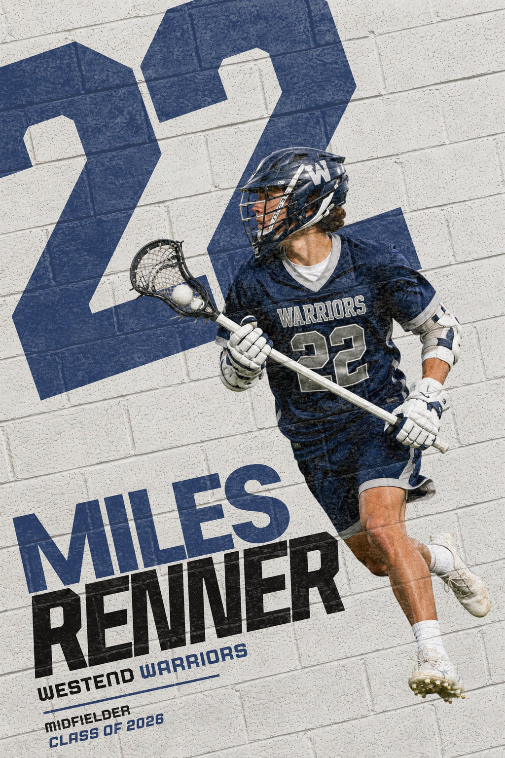 Lacrosse Poster Canva Template | Painted Brick Wall Design | 2:3