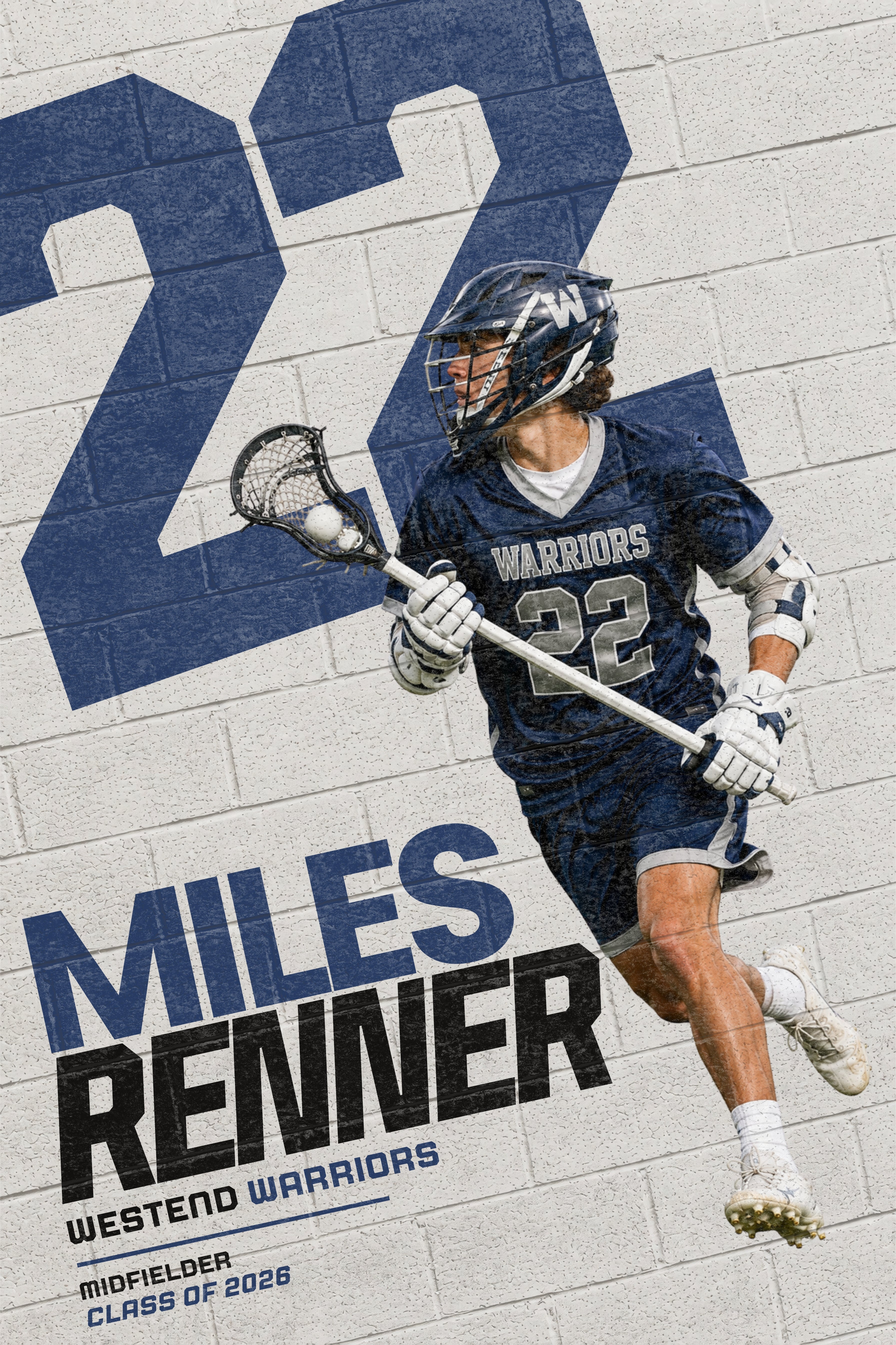 Lacrosse Poster Canva Template | Painted Brick Wall Design | 2:3