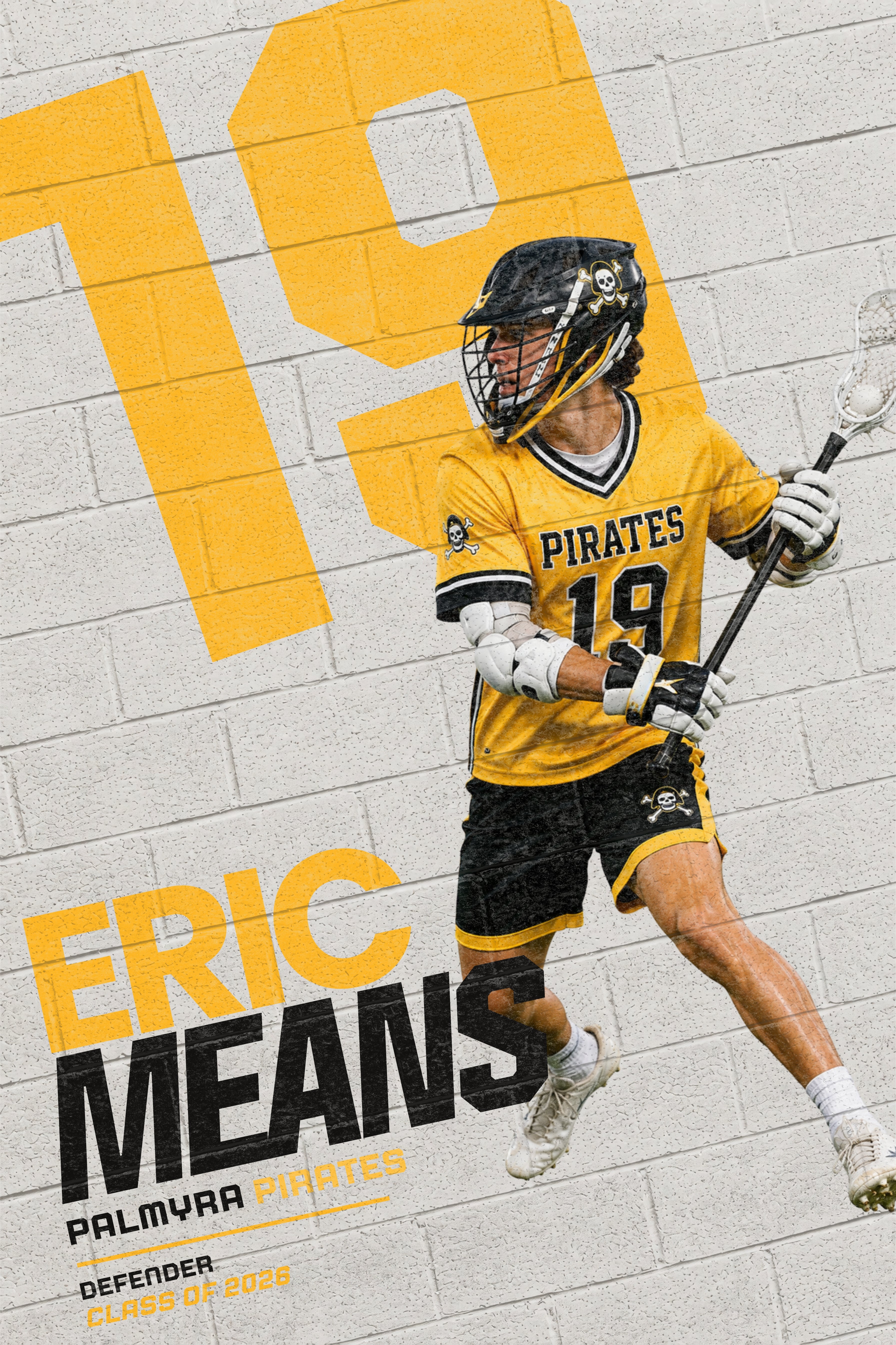 Lacrosse Poster Canva Template | Painted Brick Wall Design | 2:3