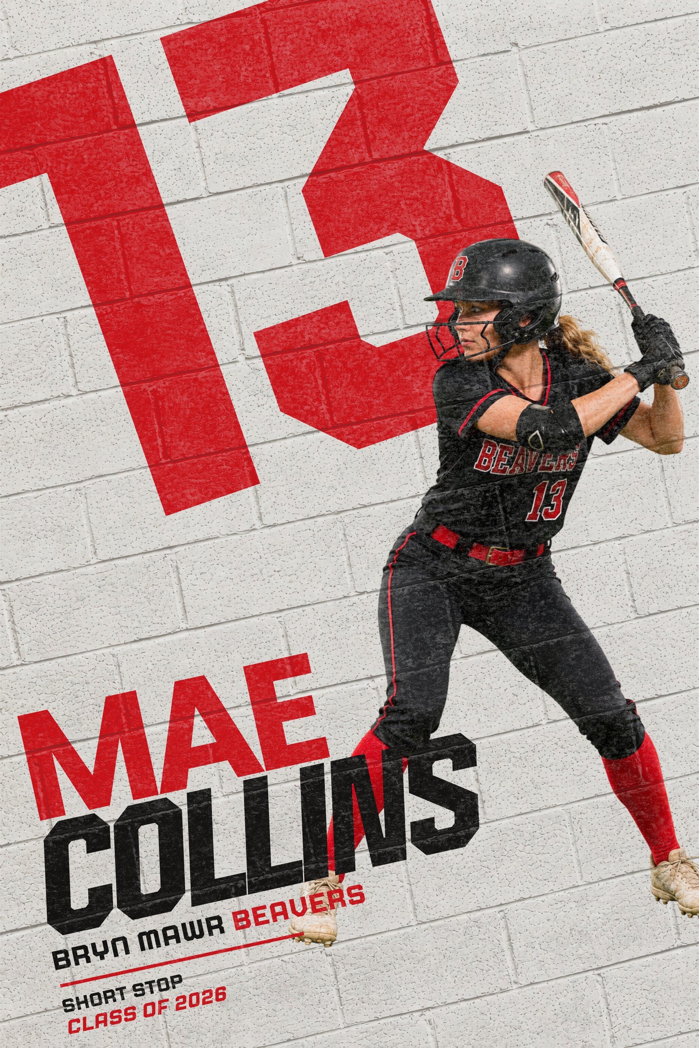 Softball Poster Canva Template | Painted Brick Wall Design | 2:3