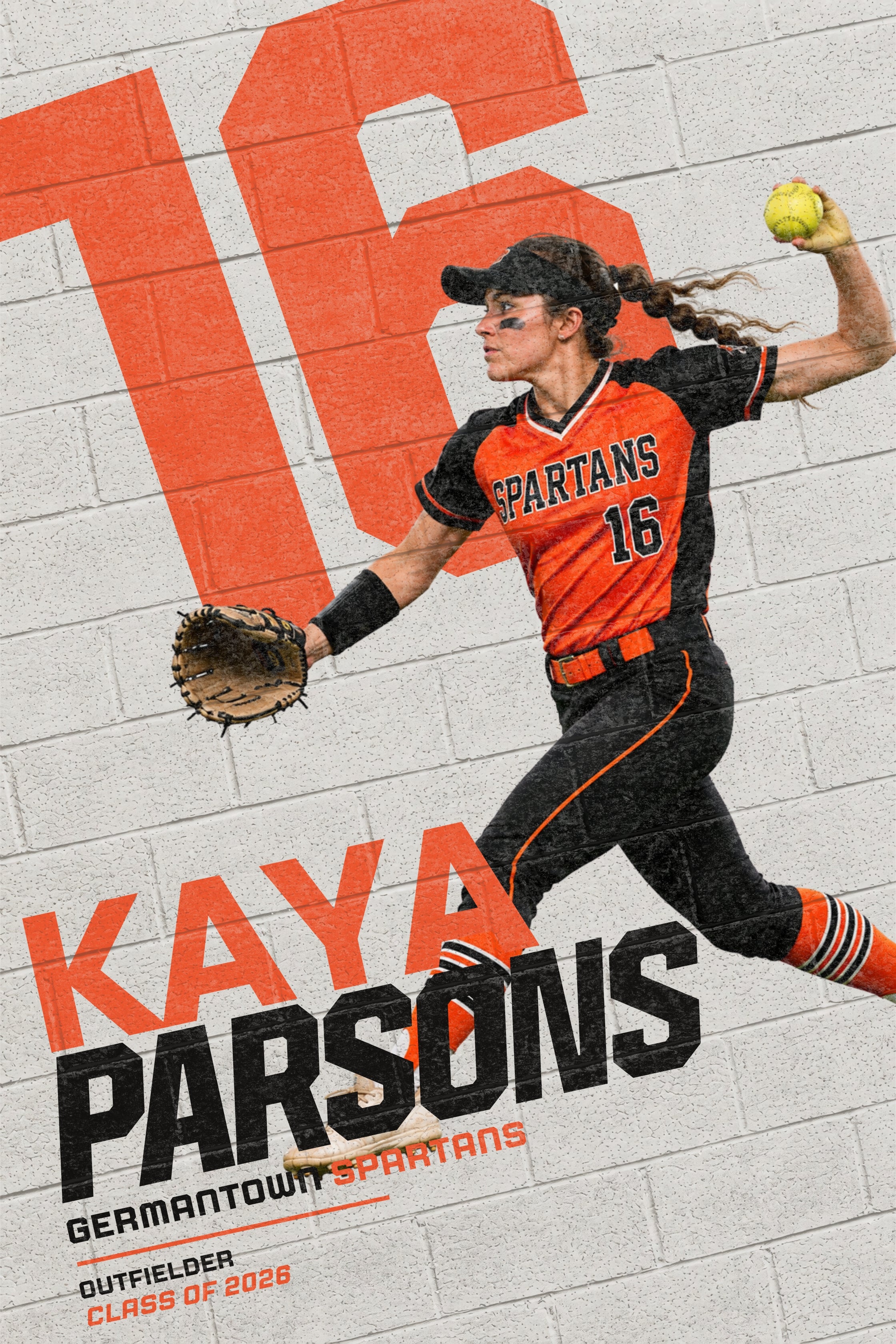Softball Poster Canva Template | Painted Brick Wall Design | 2:3