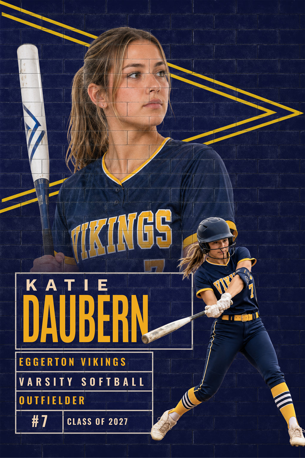 Softball Poster Photoshop Template | Pennant Wall Design | 2:3