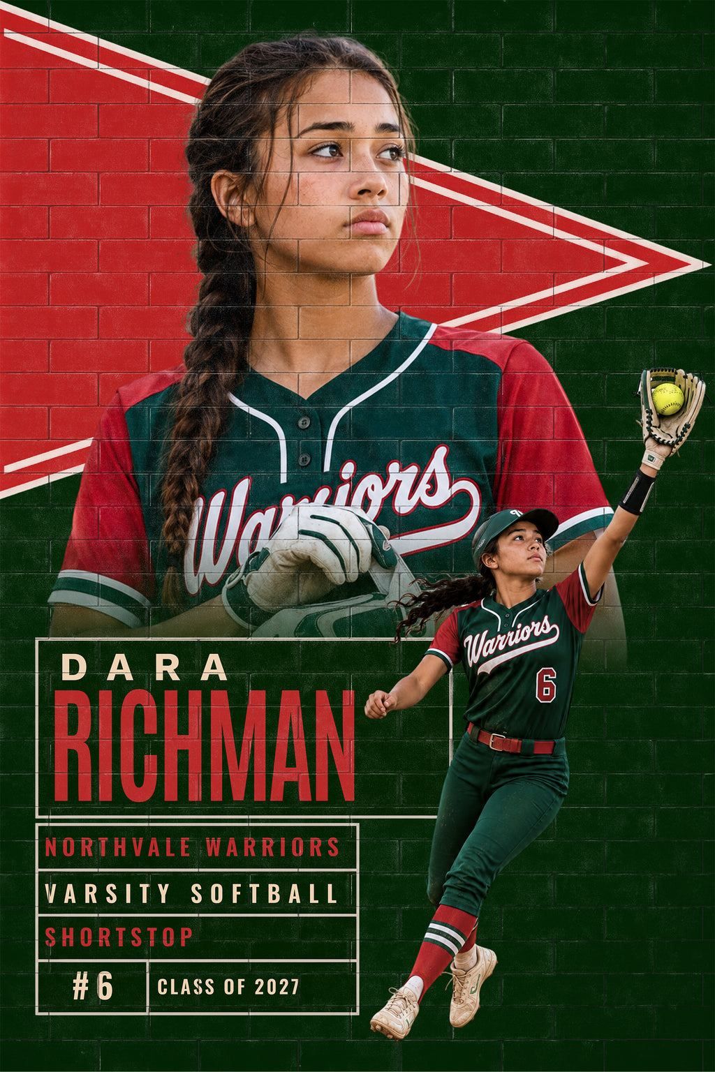 Softball Poster Photoshop Template | Pennant Wall Design | 2:3