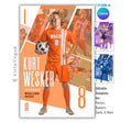 Soccer poster template editable in Canva with geometric multi-photo collage layout and layered athlete images