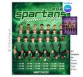 Soccer team poster template editable in Canva with smoky green energy backdrop and full group team photo with player name roster below