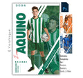 Soccer trading card and poster template editable in Photoshop with dual athlete photo layout and bold diagonal white slash design framing the athlete