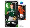 Editable baseball banner template with metallic sports poster design shown in Canva mockup