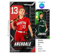 Editable softball banner template with metallic sports poster design shown in Canva mockup