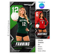 Editable volleyball banner template with metallic sports poster design shown in Canva mockup