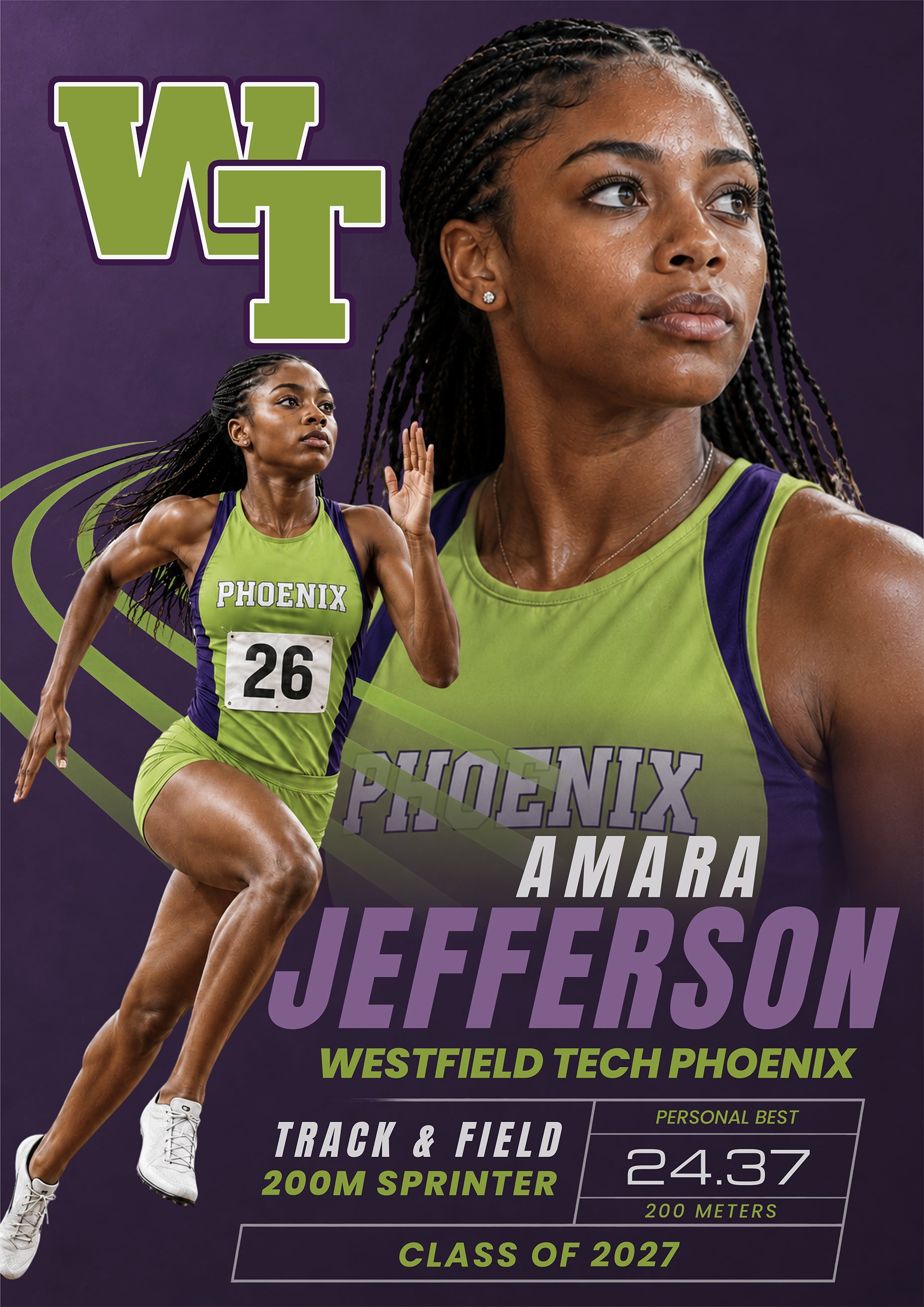 Track & Field Poster Photoshop Template | Motion Trail Design | 5:7