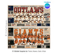 Editable baseball and softball team banner template with vintage sports design shown in Canva mockup