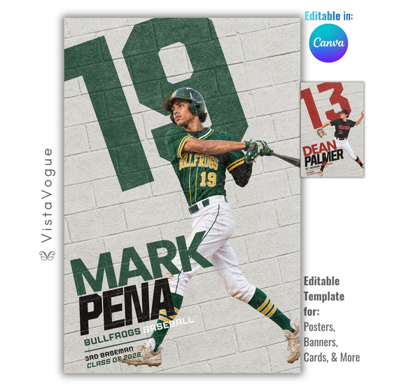 Baseball Poster Canva Template | Painted Brick Wall Design | 2:3