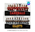 All-sports team banner template editable in Canva with torn paper effect, bold team text, and customizable senior night sports poster layout