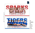 All-sports team banner template for Photoshop with clean white layout, bold oversized typography, and customizable senior night team poster design