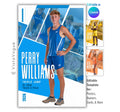 Track senior night poster and player banner template editable in Canva with diagonal geometric panel layout featuring multiple action photos layered behind the full-body athlete