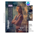 Track senior night poster and player banner template editable in Canva with vertical surname typography and swirling fire embers and smoke abstract backdrop behind the arms-crossed athlete portrait