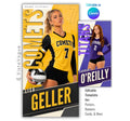 Editable volleyball banner template with modern sports poster design shown in Canva mockup