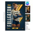 Volleyball senior banner template editable in Canva with modern geometric graphics, bold typography, and customizable athlete poster layout for senior night sports designs
