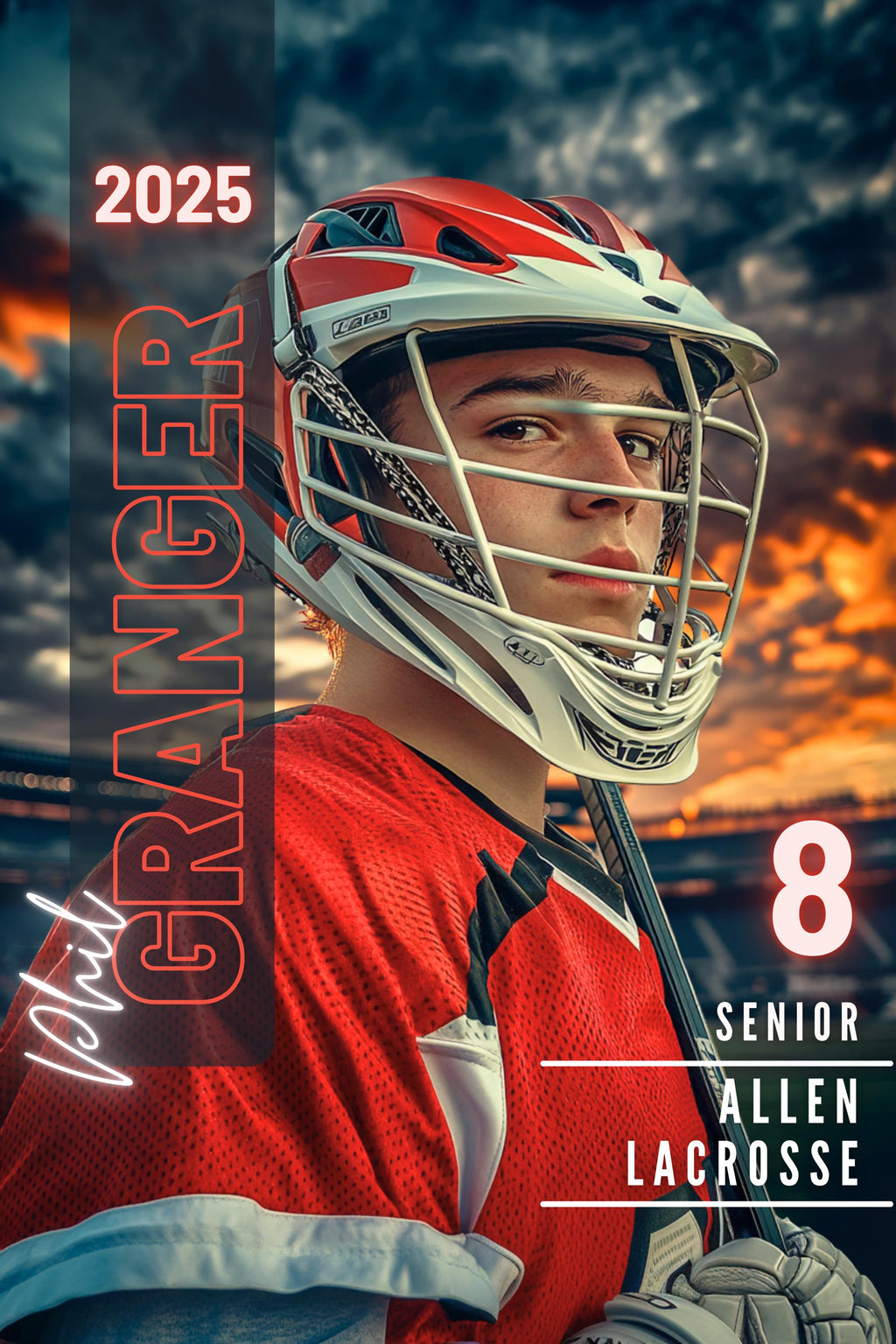 Golden Hour Lacrosse Poster Template | Editable in Canva | 3:4
