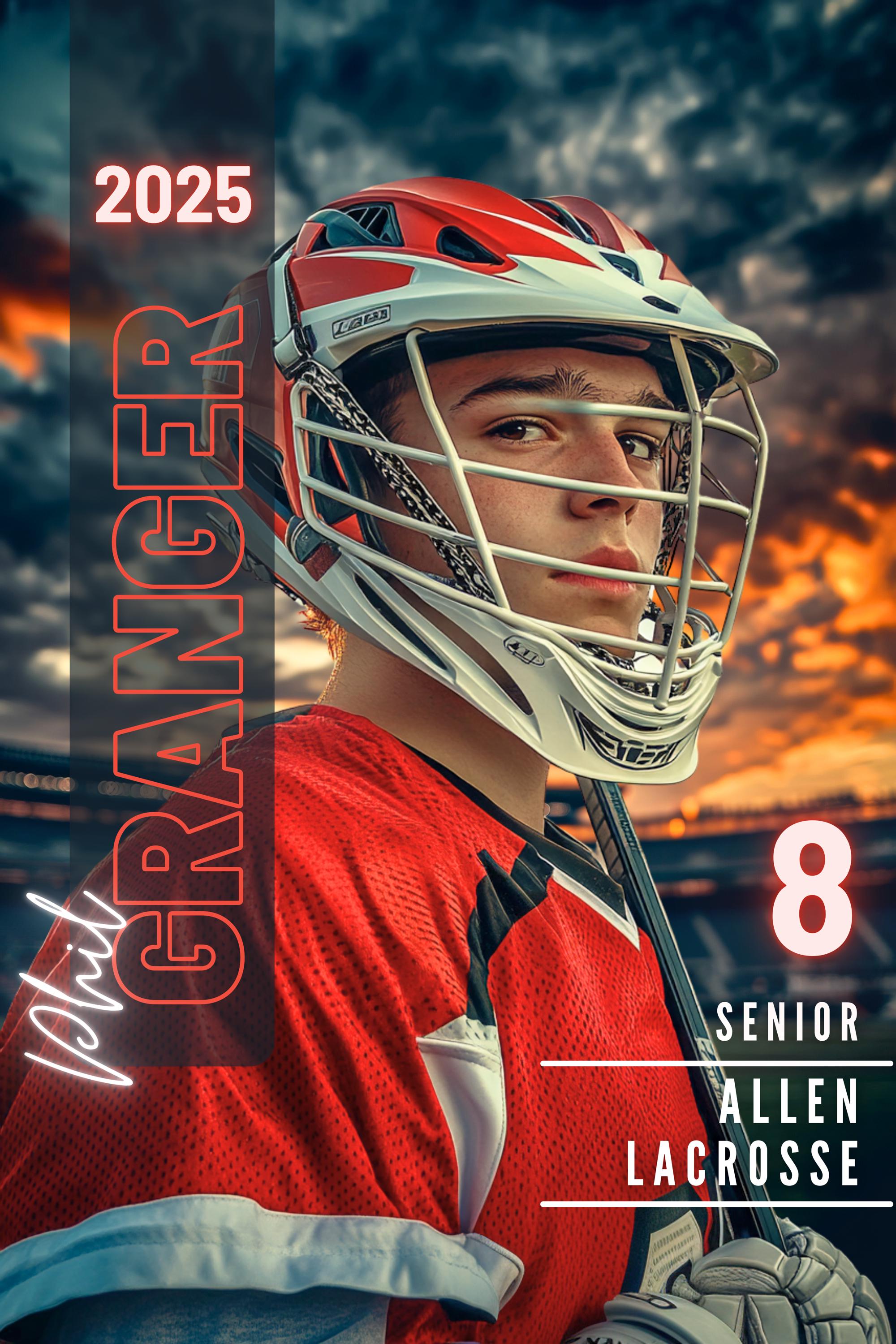 Golden Hour Lacrosse Poster Template | Editable in Canva | 3:4