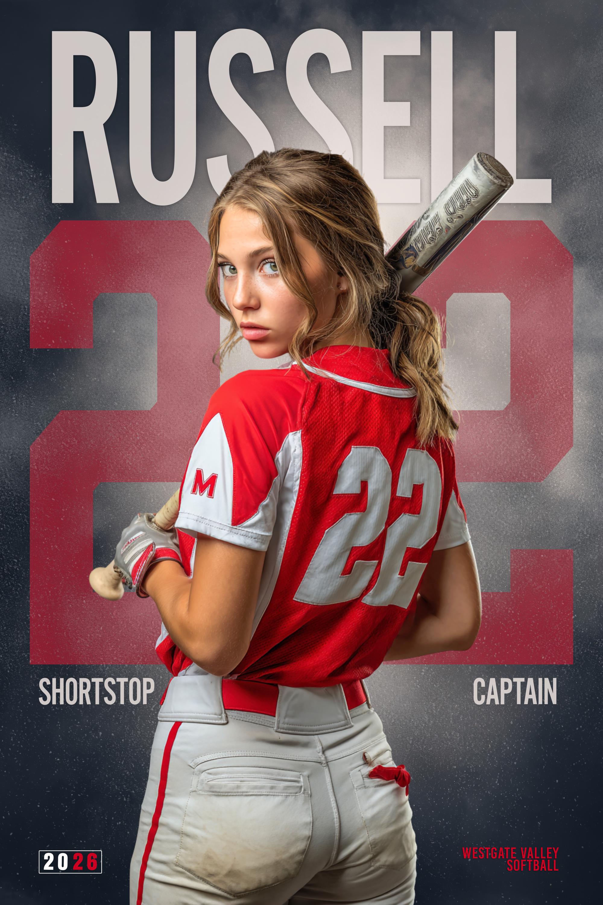 Oversized Number Softball Poster Template | Editable in Photoshop | 2:3
