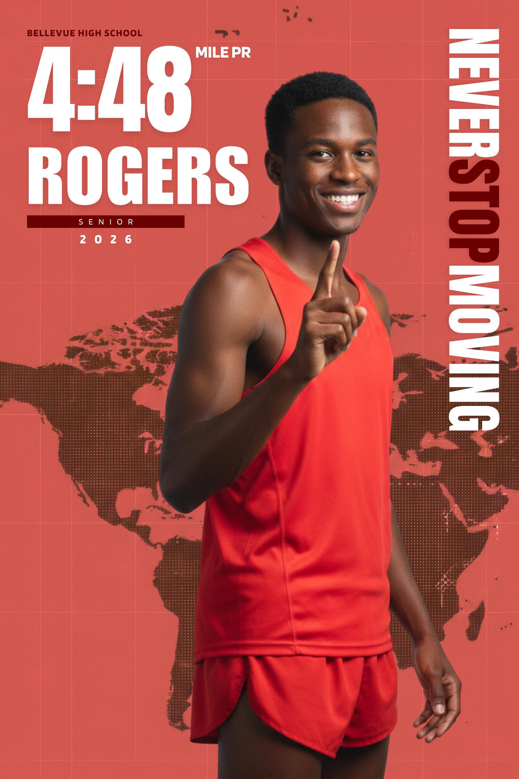 World Map Track & Field Poster Template | Editable in Canva | 2:3