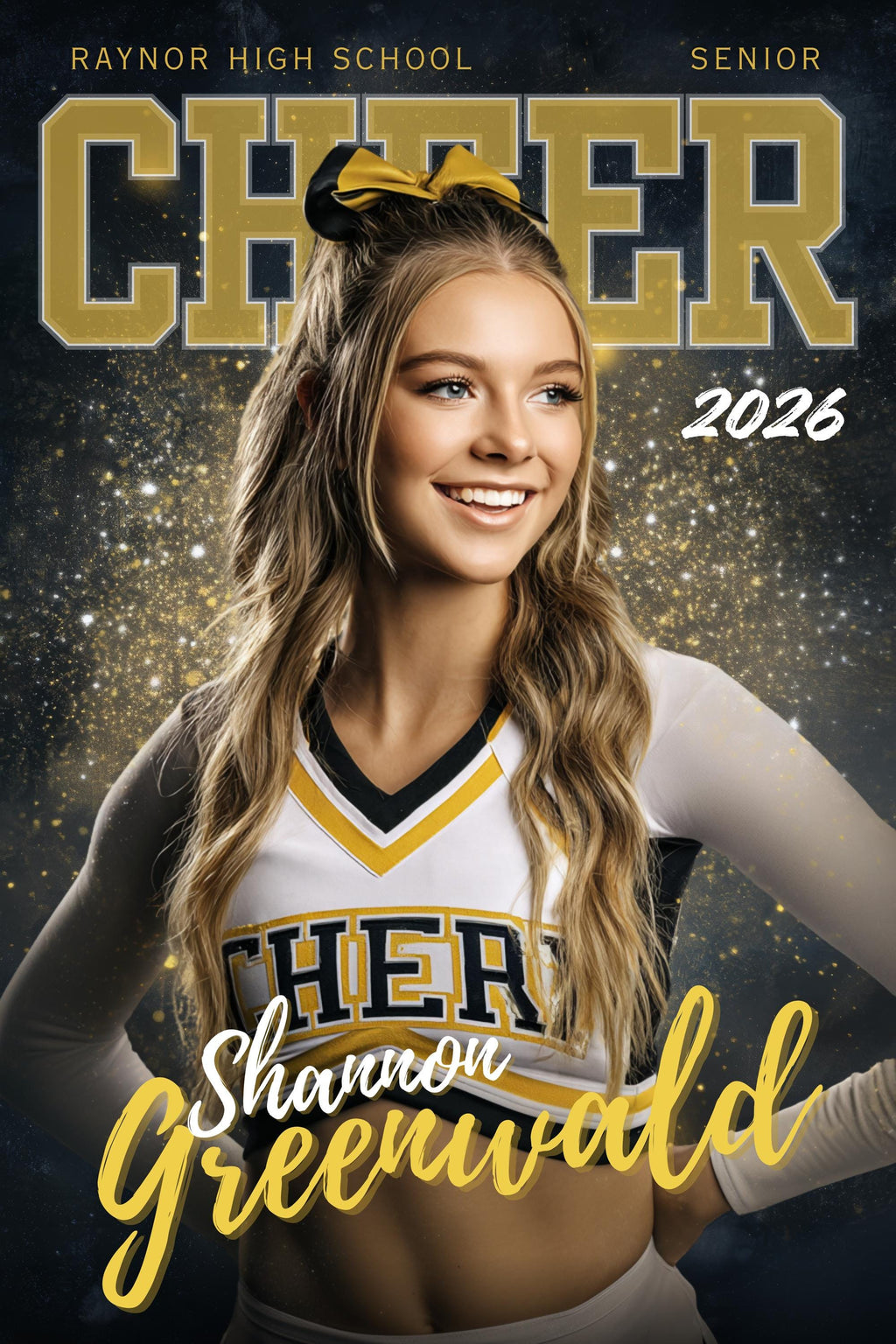 Gold Glitter Cheerleading & Dance Poster Template | Editable in Canva | 2:3