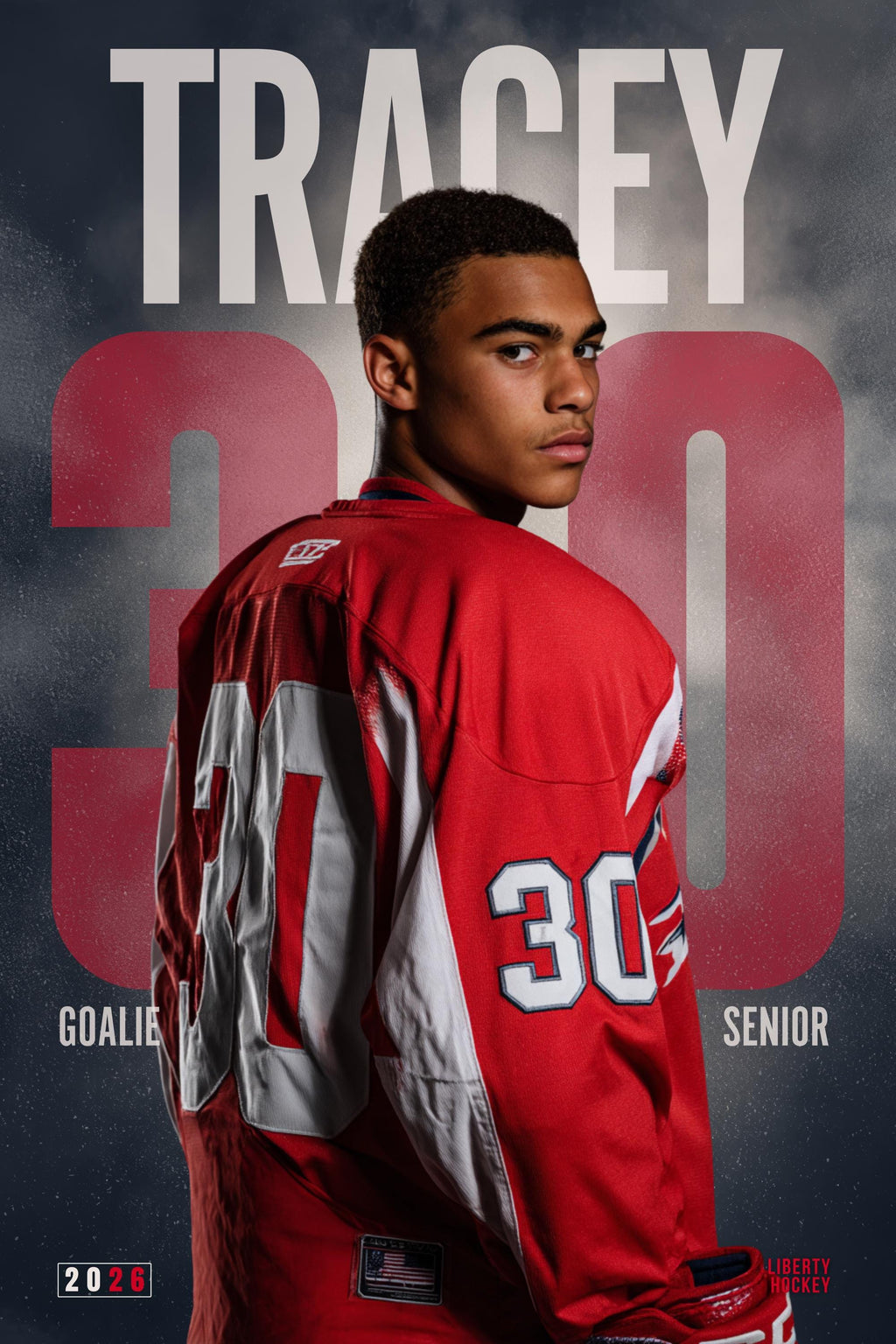 Oversized Number Hockey Poster Template | Editable in Canva | 2:3
