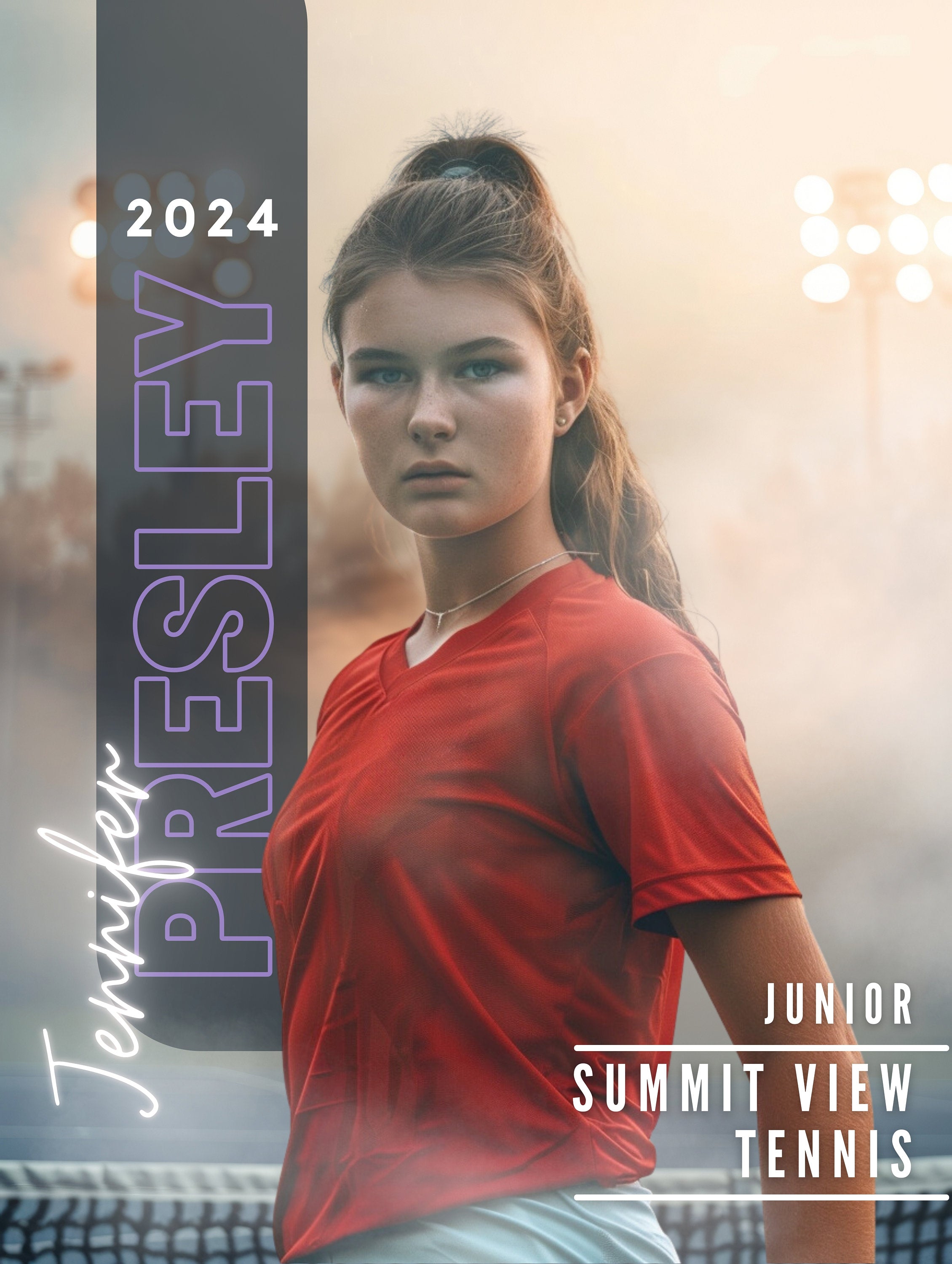 Cinematic Smokey Tennis Poster Template | Editable in Canva | 3:4