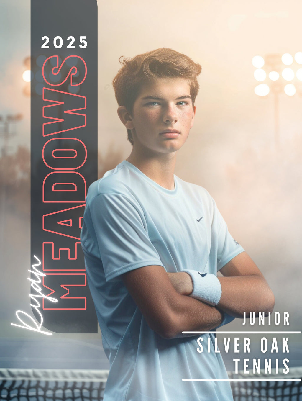 Cinematic Smokey Tennis Poster Template | Editable in Canva | 3:4