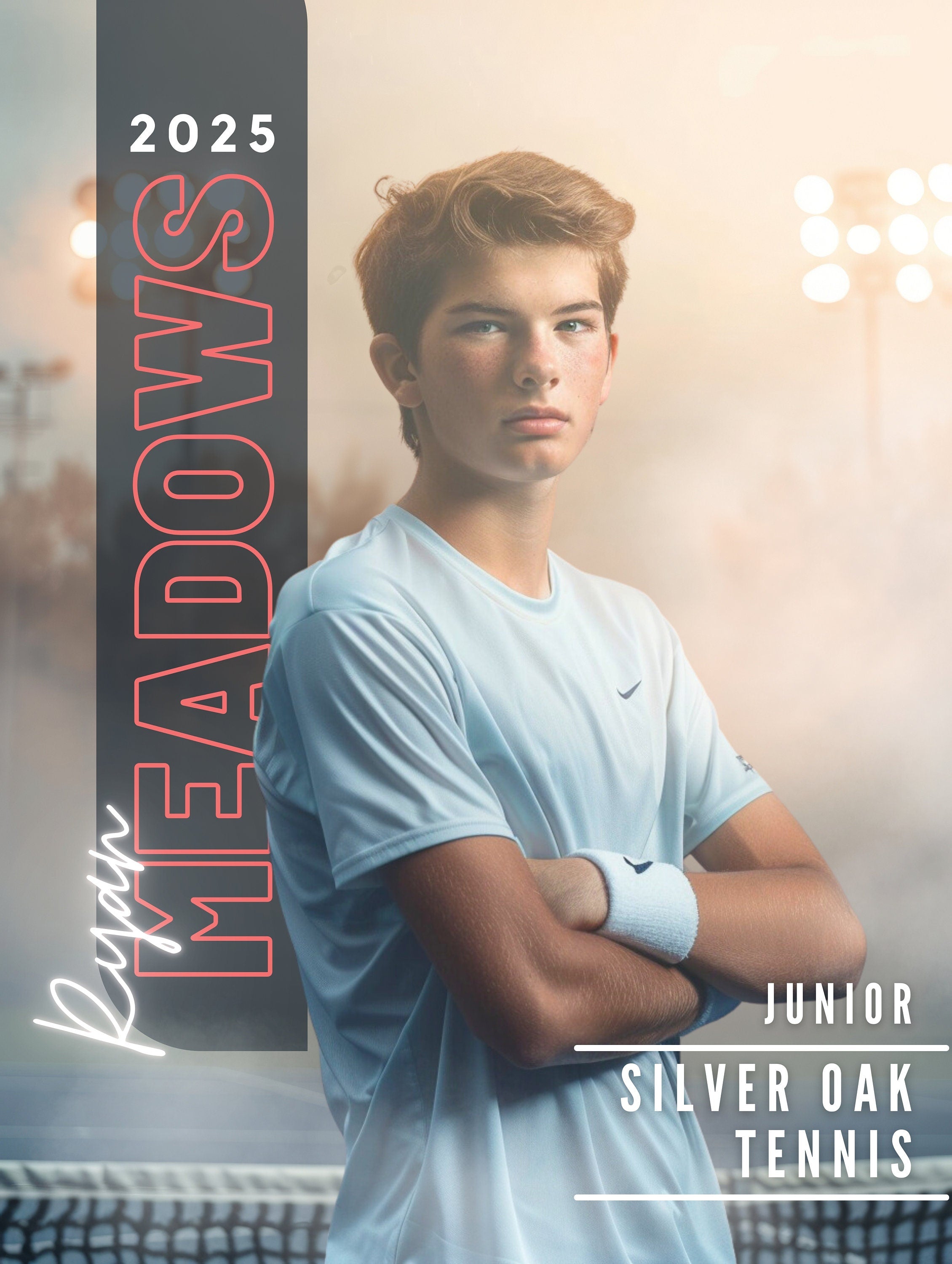 Cinematic Smokey Tennis Poster Template | Editable in Canva | 3:4