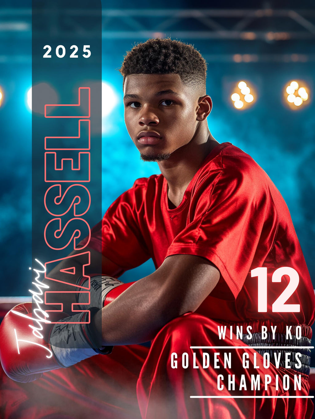 Showtime Lights Boxing Poster Template | Editable in Canva | 3:4
